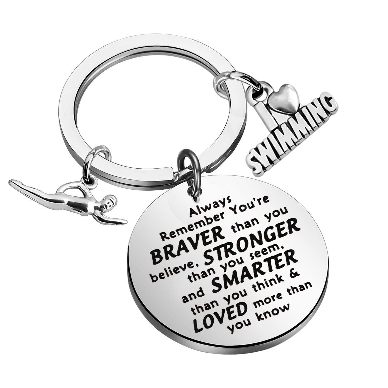 Wholesale Swimming Stainless Steel Keychain Backpack Pendant