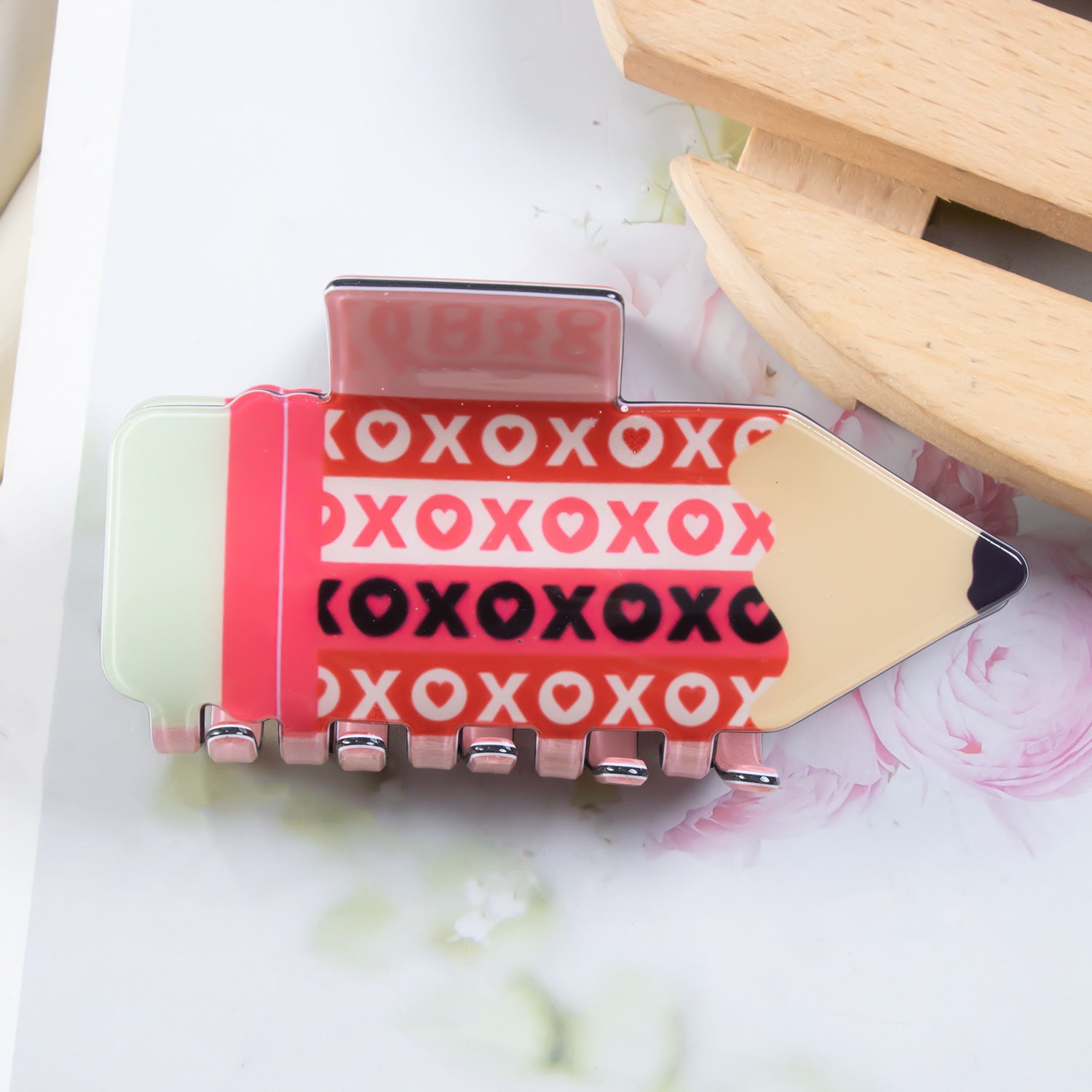 Wholesale Plaid Love Valentine's Day Pvc 8cm Hair Clip