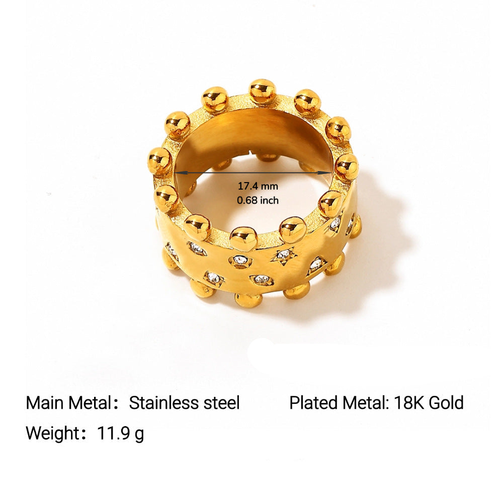 Wholesale Stainless steel ring crown star white zircon