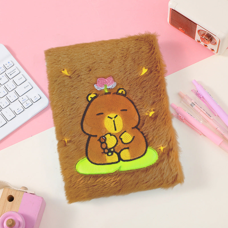 Wholesale Plush Hardcover Pocket Book Cute Cartoon Bear Plush Book Portable Notepad