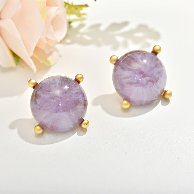 Wholesale Round Resin Glass Alloy Earrings