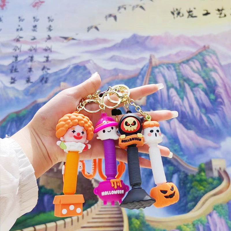 Wholesale 50PCS Halloween Pumpkin Skull Cute Personality PVC Keychain