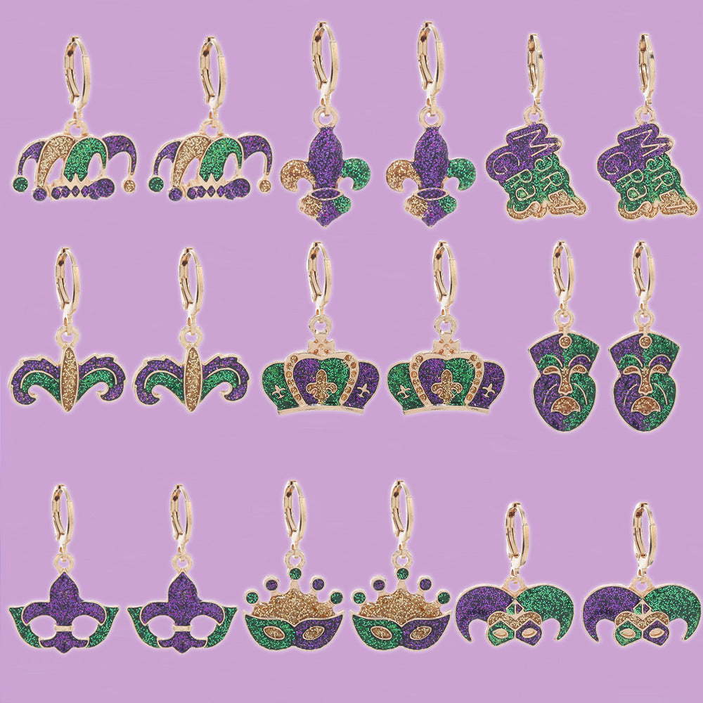 Wholesale Carnival Flash Iris Flower Mask  Crown Trendy Fashion All-match Earrings