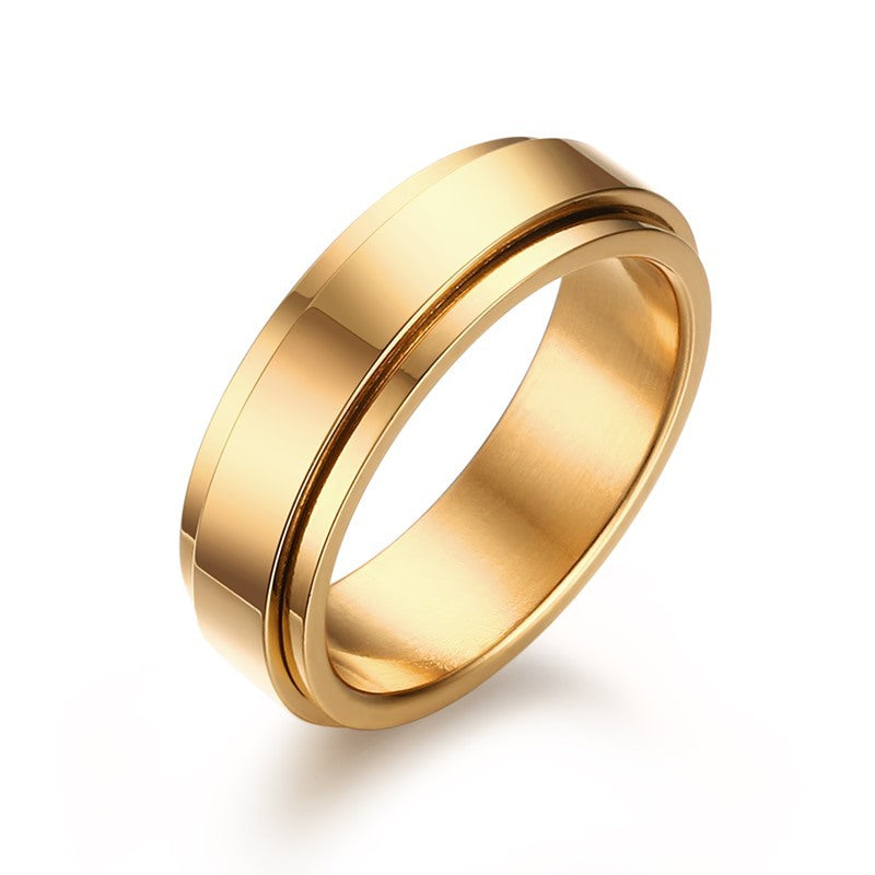 Wholesale Rotatable Stainless Steel Couple Gold Rotating Smooth Plain Ring