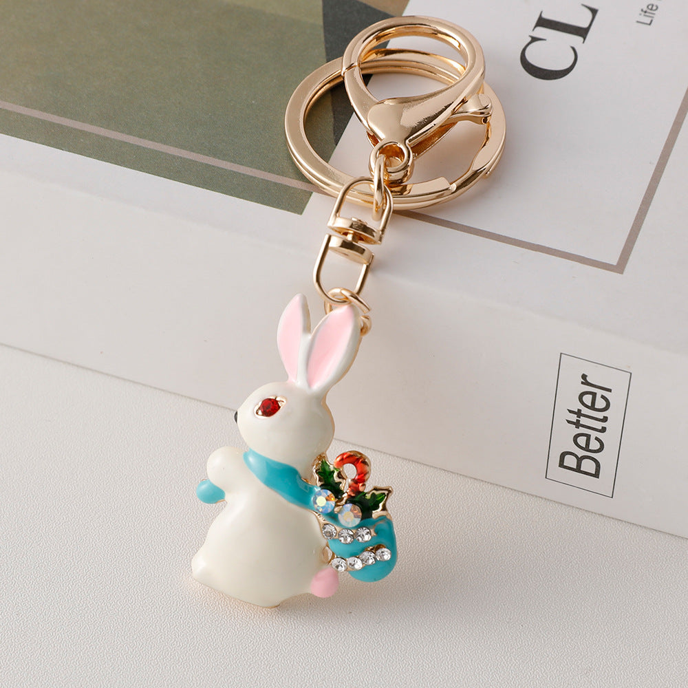 Wholesale Metal Christmas Tree Keychain Cute Enamel Pendant Holiday Gift Car Key Accessory