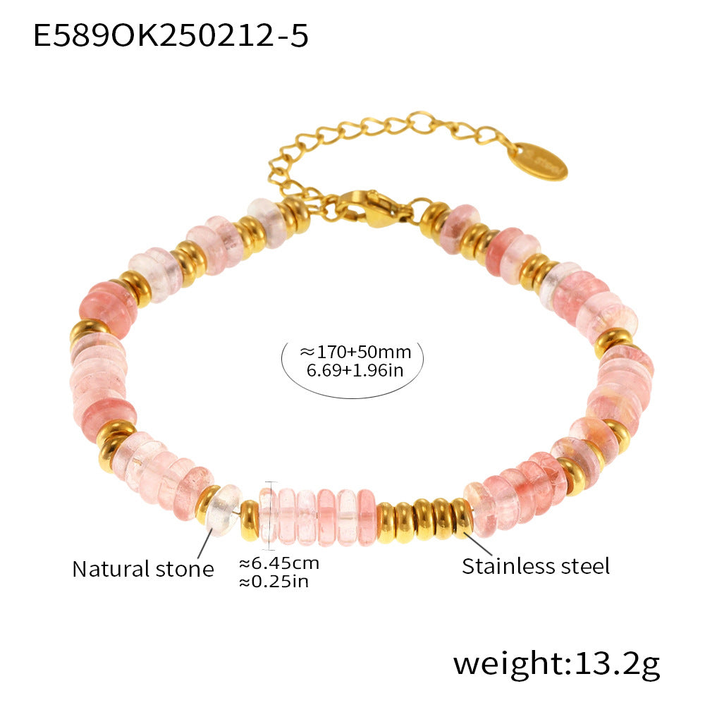 Wholesale Abacus Bead Titanium Steel Gold Plated Bracelet