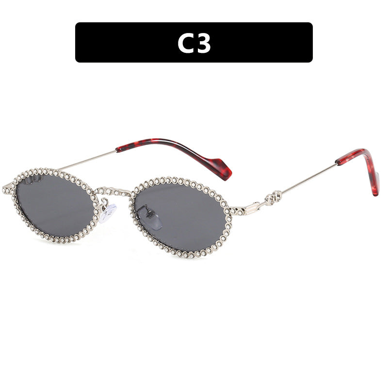 Wholesale Full Diamond Oval Frame PC Sunglasses