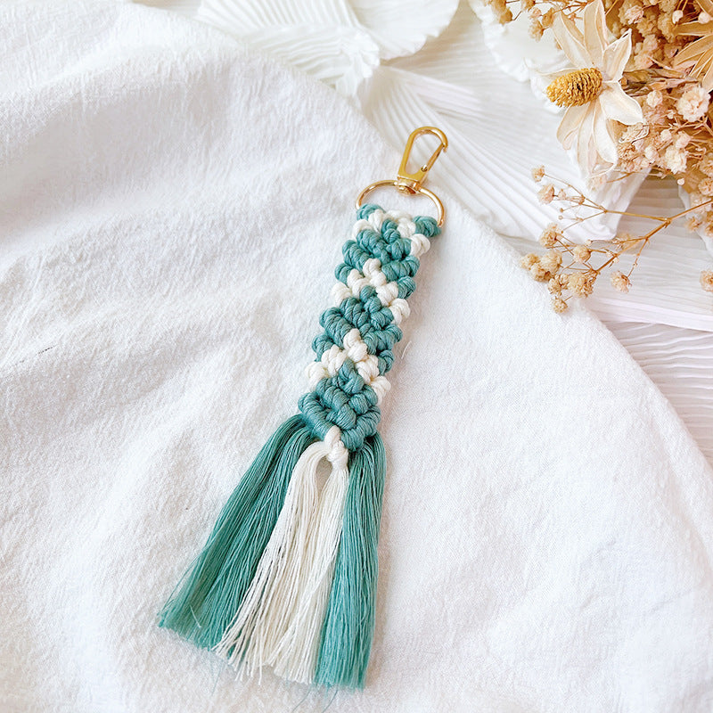 Wholesale Colorful Woven Cotton Rope Keychains