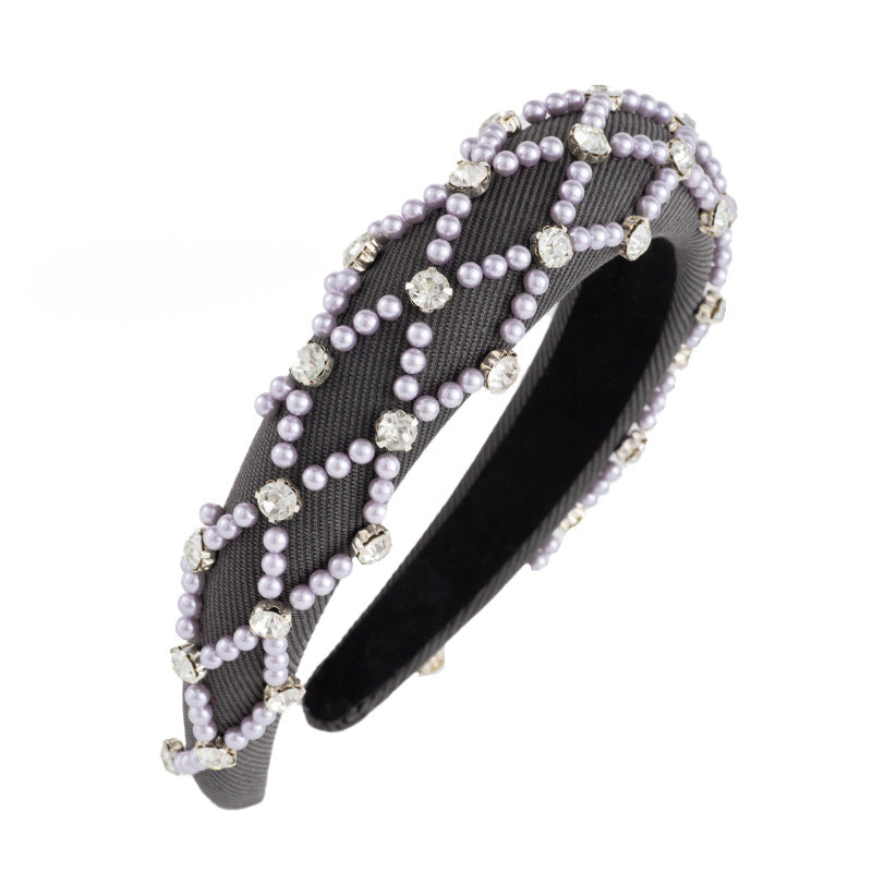 Wholesale Diamond and Pearl Baroque Sponge High Skull Headband