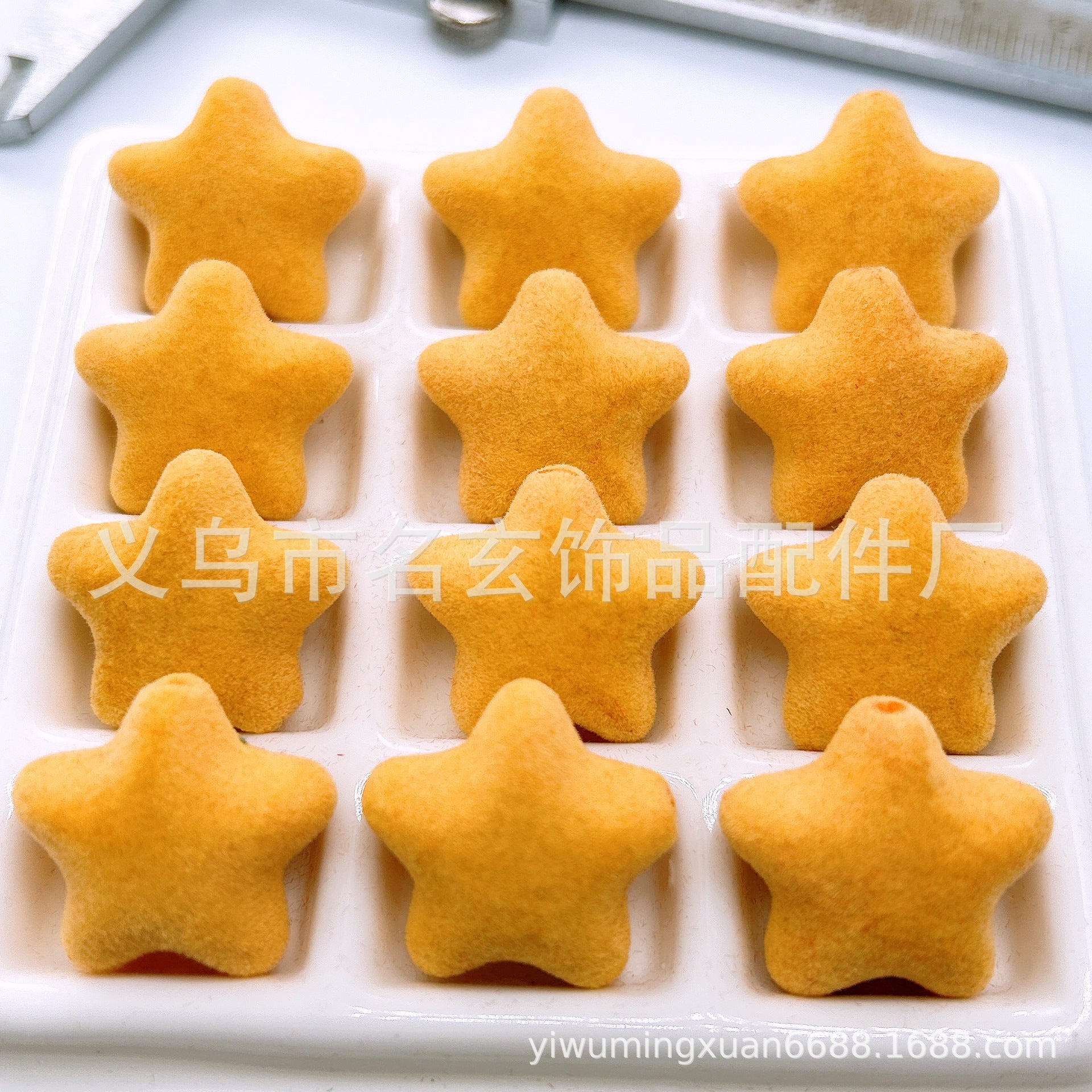 Wholesale 200pcs/pack Flocked  Five-Pointed Star 23* 23mm DIY Christmas Series Beads
