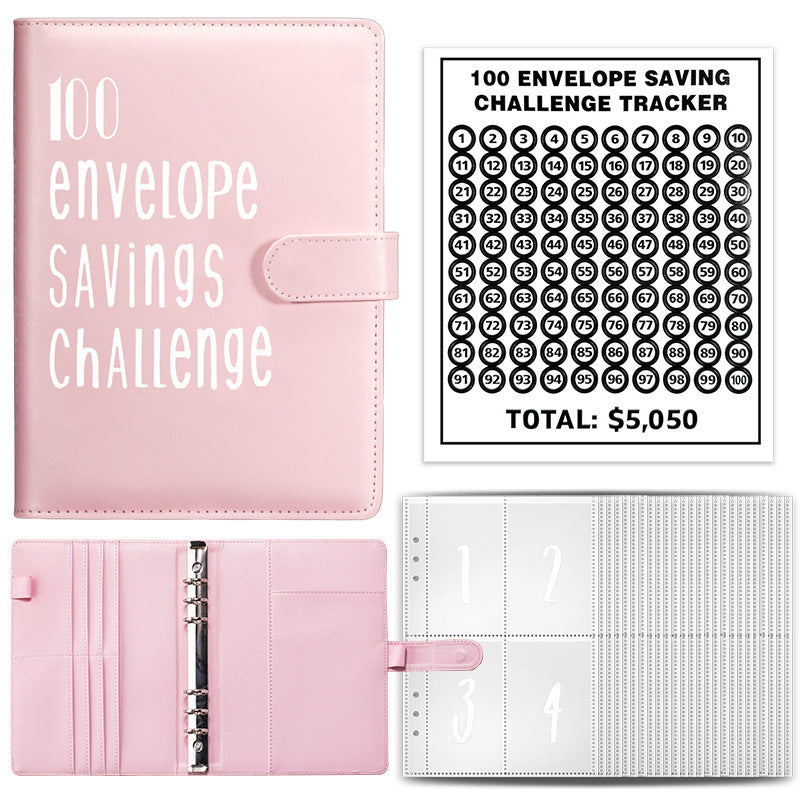 Wholesale of 100 Envelope Challenge PU Deposit Book Loose Leaf Cash Notebook