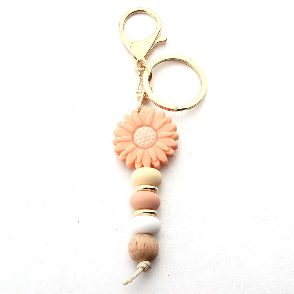 Wholesale silicone beads daisy keychain sunflower pendant DIY small accessories
