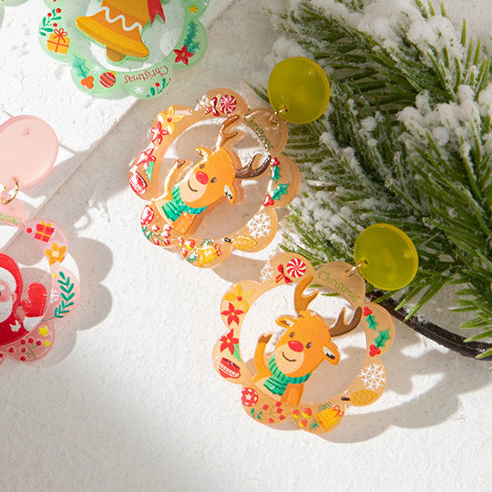 Wholesale Christmas Santa Elk Acrylic Earrings