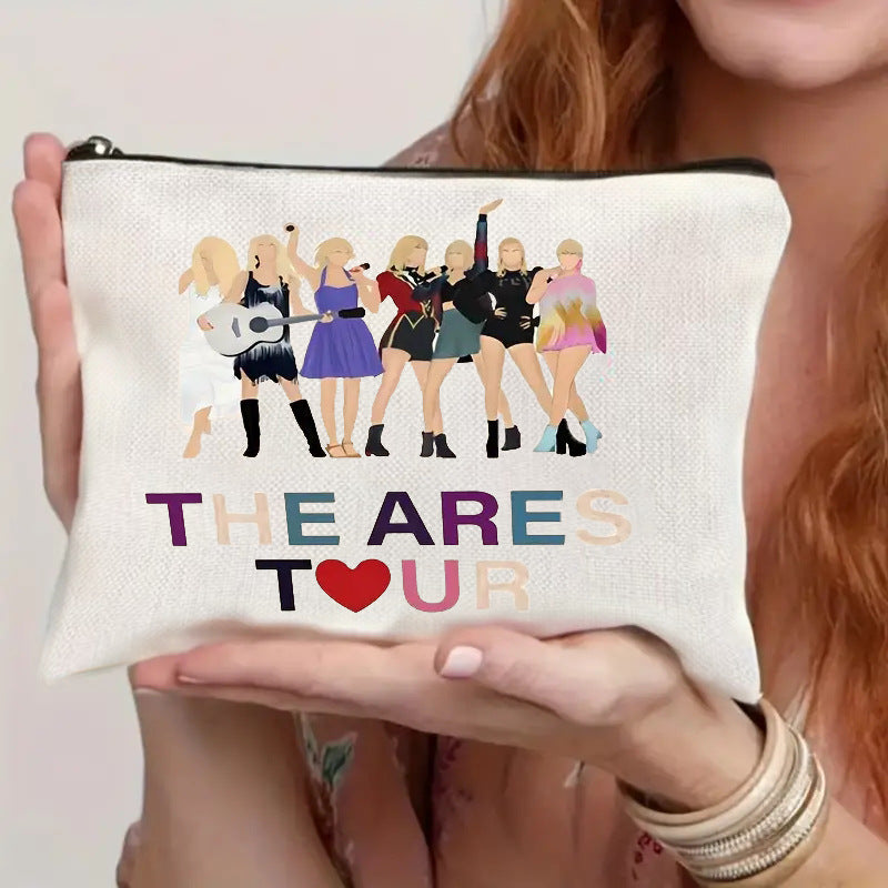 Wholesale Cotton and Linen Nurse Letter Print Storage Waterproof Linen Cosmetic Bag