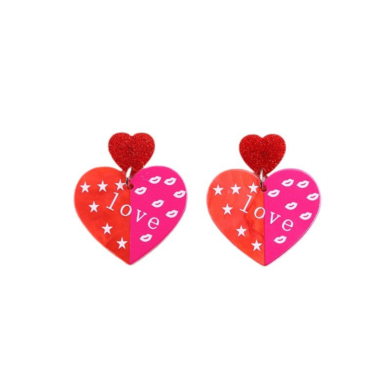 Wholesale Valentine's Day LOVE Contrasting Color Acrylic Earrings