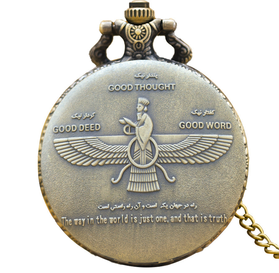 Wholesale Vintage antique bronze carved falcon pocket watch