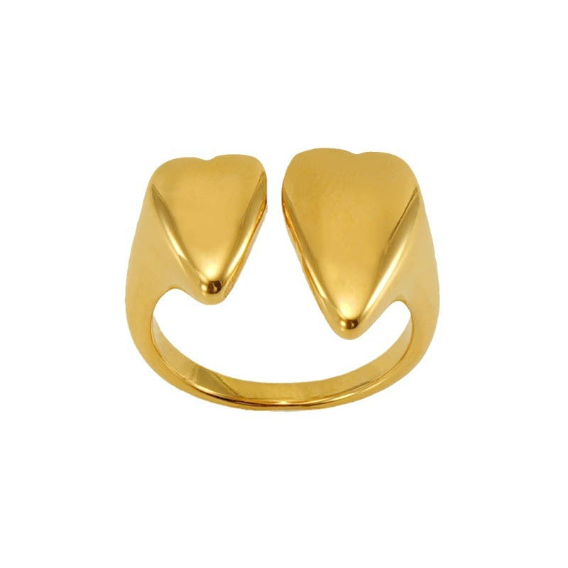 Wholesale 18k Gold Heart Shaped Irregular Titanium Steel Ring