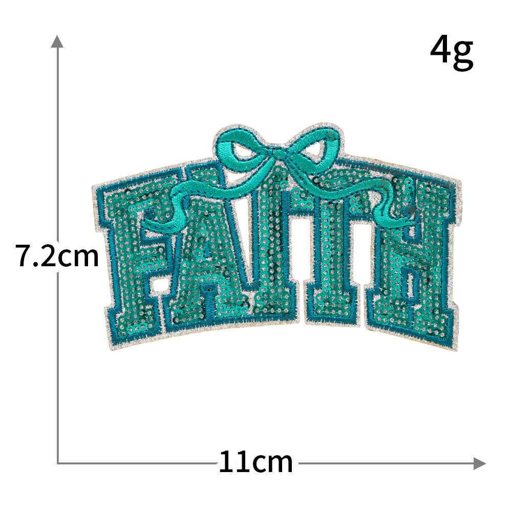 Wholesale Rayon Polyester Sequined Letter Patch Pink With Gold Silver Trim Stylish Decorative Embroidered Applique For Bags Coats Hats Resale