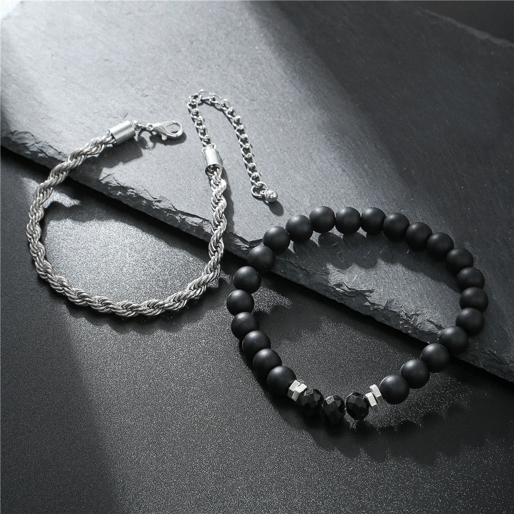 Wholesale Black Matte Stone Lava Stone Zircon Bracelet