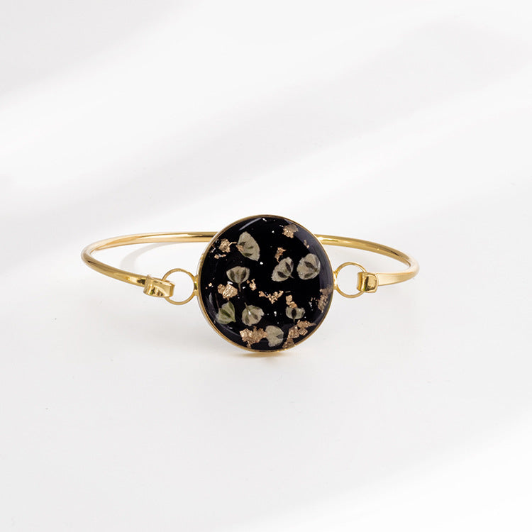 Wholesale 6pcs Dried Flower Resin Copper Simple Bracelet