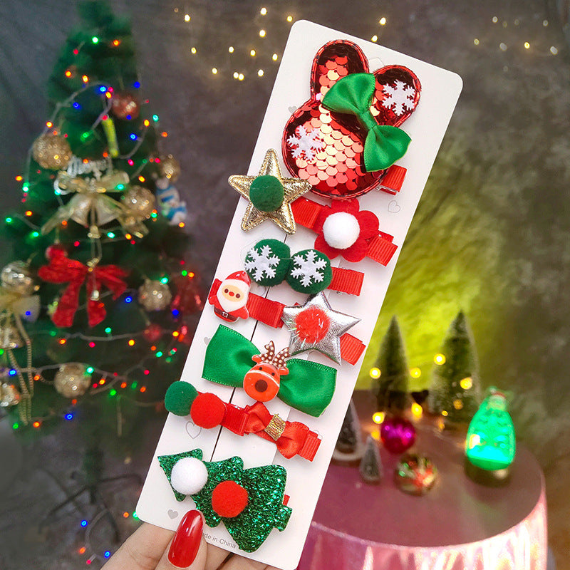 Wholesale Children's Christmas Fabric Hair Clips
