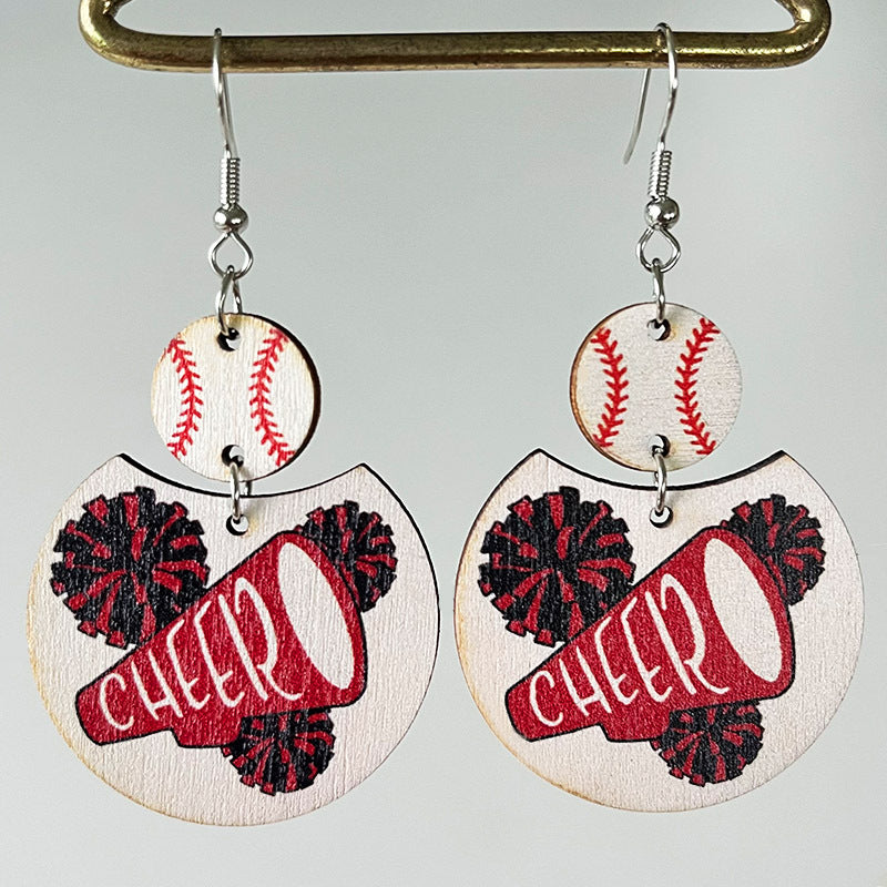Wholesale 2pairs/pack Baseball Cheerleading Multicolor Baseball Earrings
