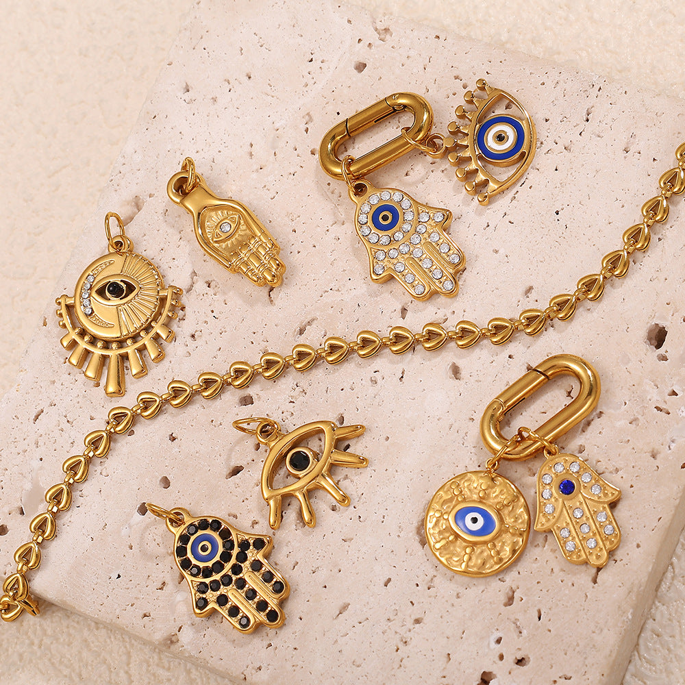 Wholesale Stainless steel 18K gold-plated palm eye pendant