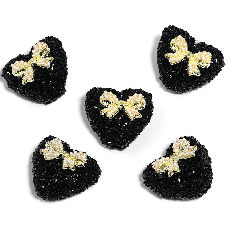 Wholesale 5pcs/pack  Heart-shaped soft sugar beads  butterfly rhinestone 3D Focal Beads