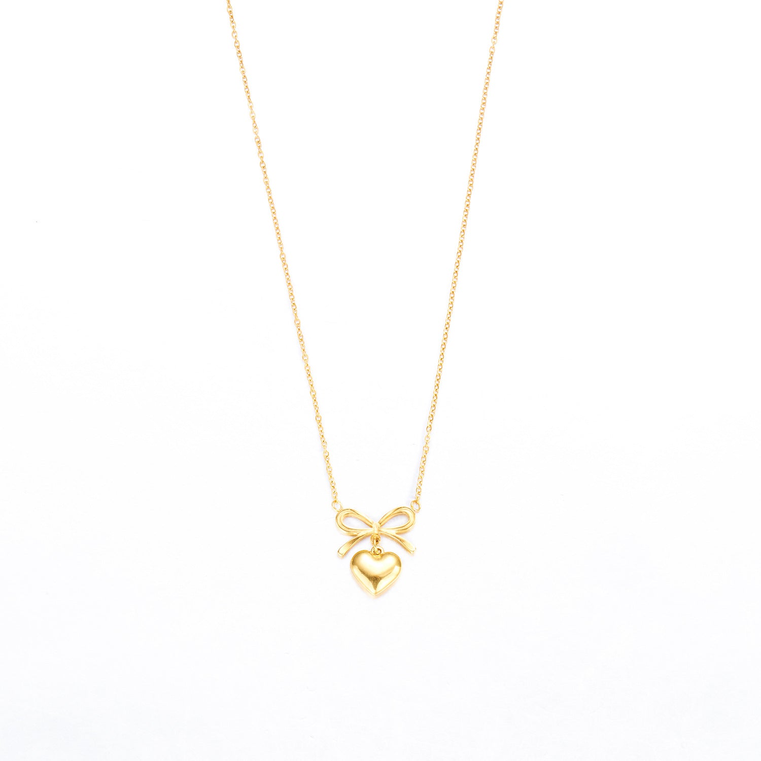 Wholesale Fresh and cute bow heart stainless steel necklace