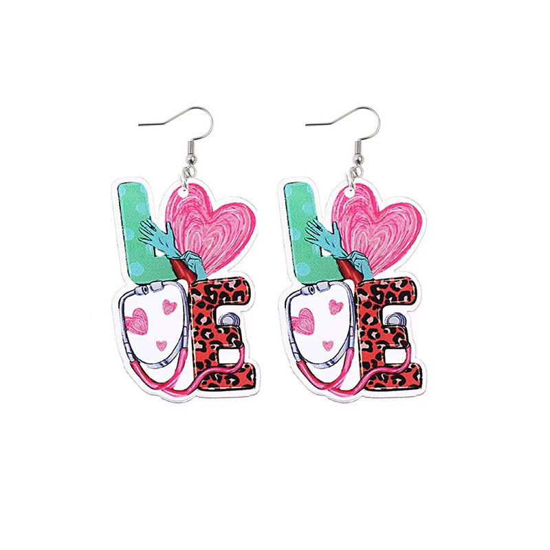 Wholesale Valentine's Day Love Rainbow LOVE Earrings Lip Acrylic Earrings