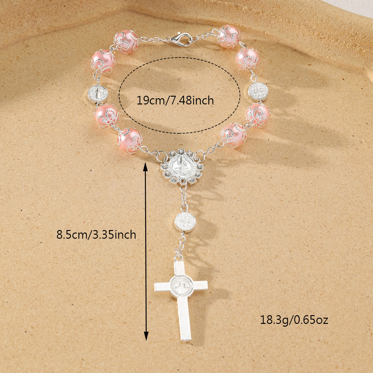 Wholesale 10mm glass pearl cross blessing beaded bracelet