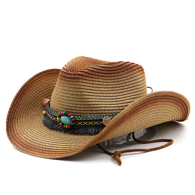 Wholesale Bohemian Western Cowboy Foldable Windproof Rope Tibetan Tibetan Style Hat