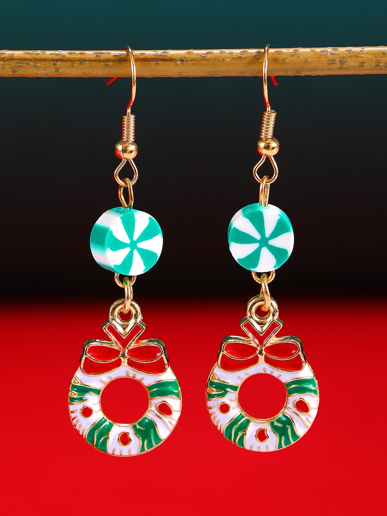 Wholesale Diamond-encrusted Christmas tree earrings