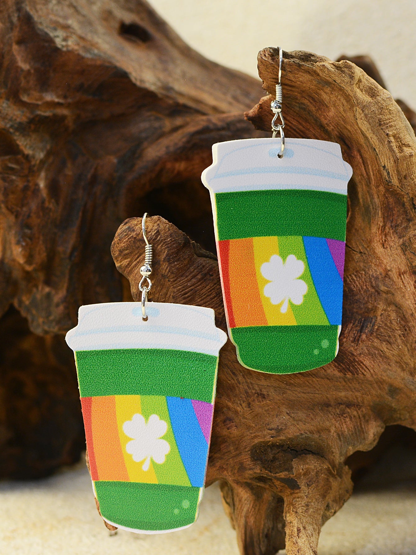 Wholesale St. Patrick's Day Coffee Cup Milk Tea Cup Shamrock Earrings