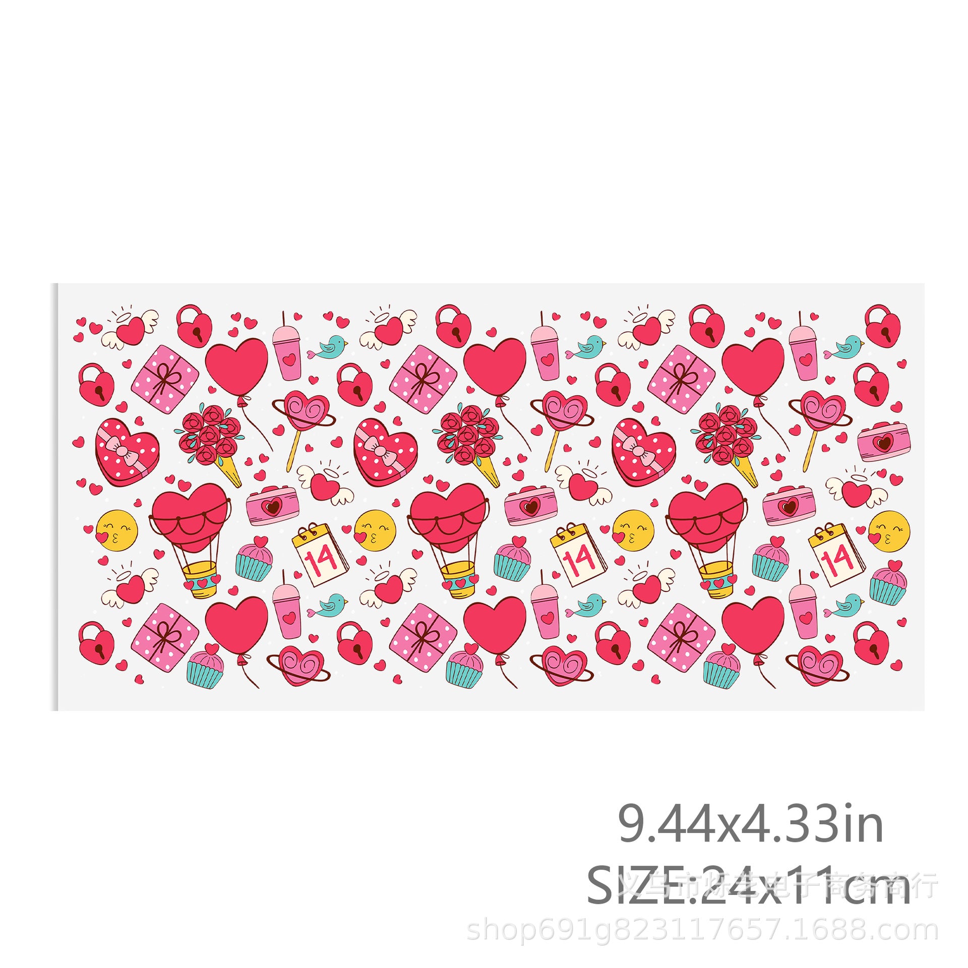 Wholesale Dog Love Valentine' s Day 16oz Cup UV DTF Wraps