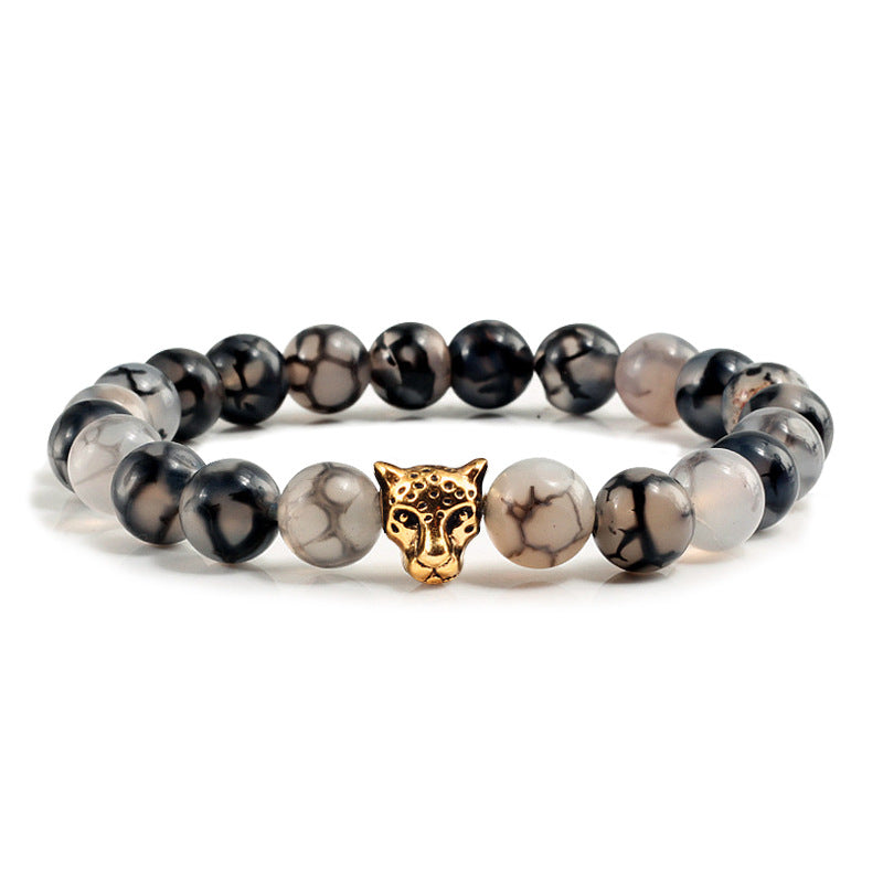 Wholesale elastic line beaded black dragon pattern bracelet alloy