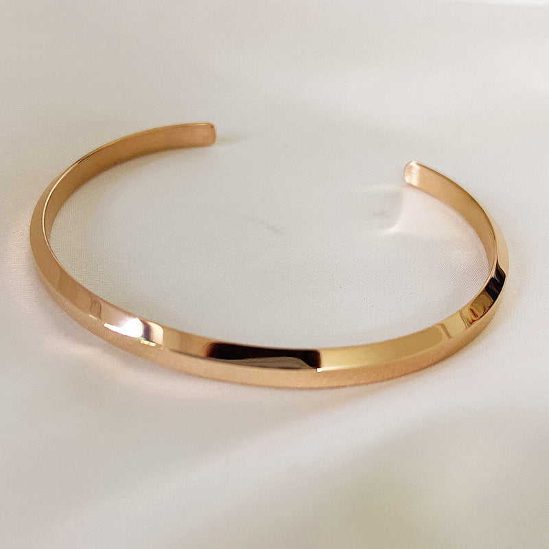 Wholesale C Shape Titanium Steel Rose Gold Open Bracelet