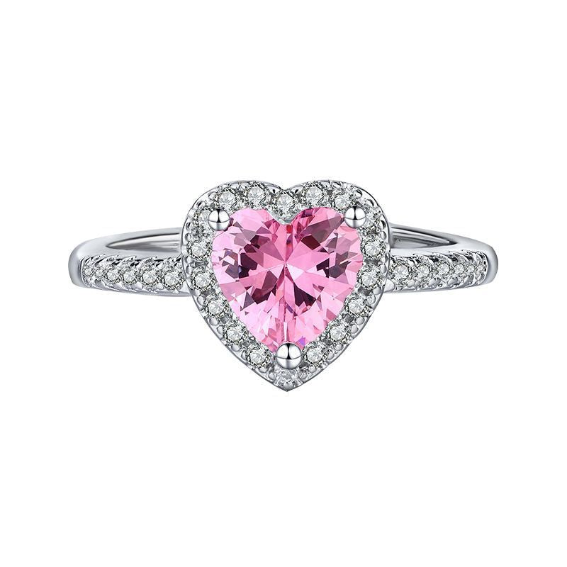 Wholesale Pink heart full diamond ring