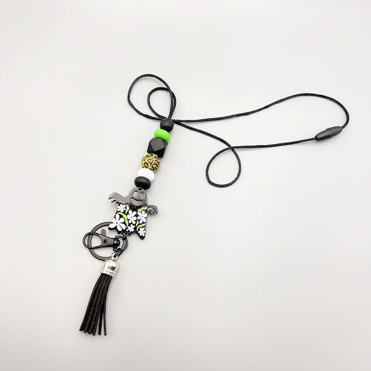 Wholesale Halloween Silicone Beads Easy Pull Lanyard Keychain