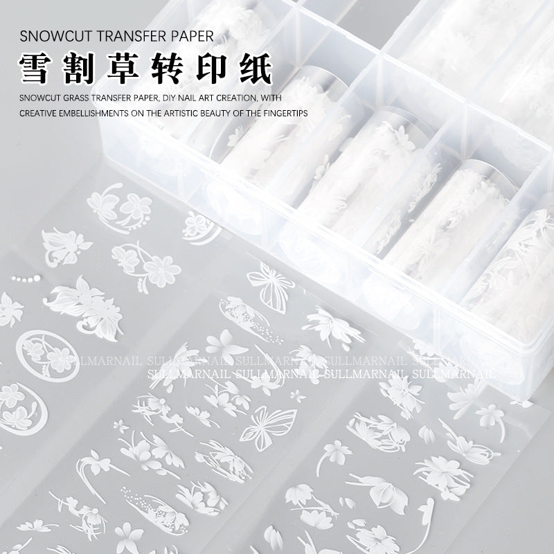Wholesale Snow mowing nail art transfer paper gentle temperament gentle fairy hand-painted flower nail accessories starry sky transfer paper