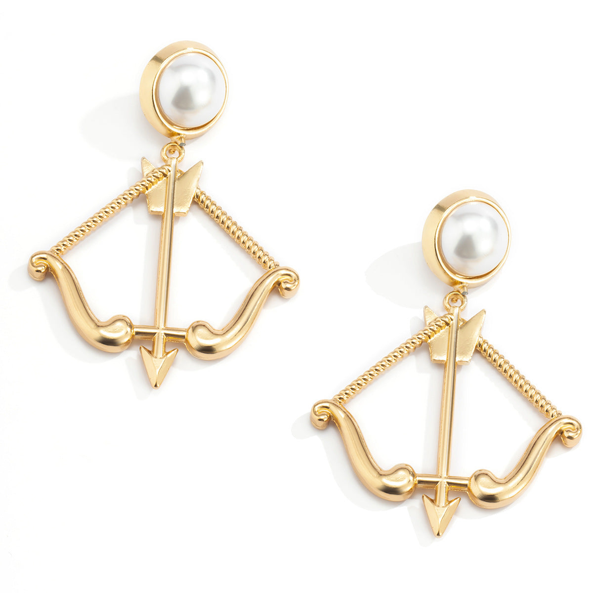 Wholesale Alloy Imitation Pearl Bow and Arrow Geometric Earrings