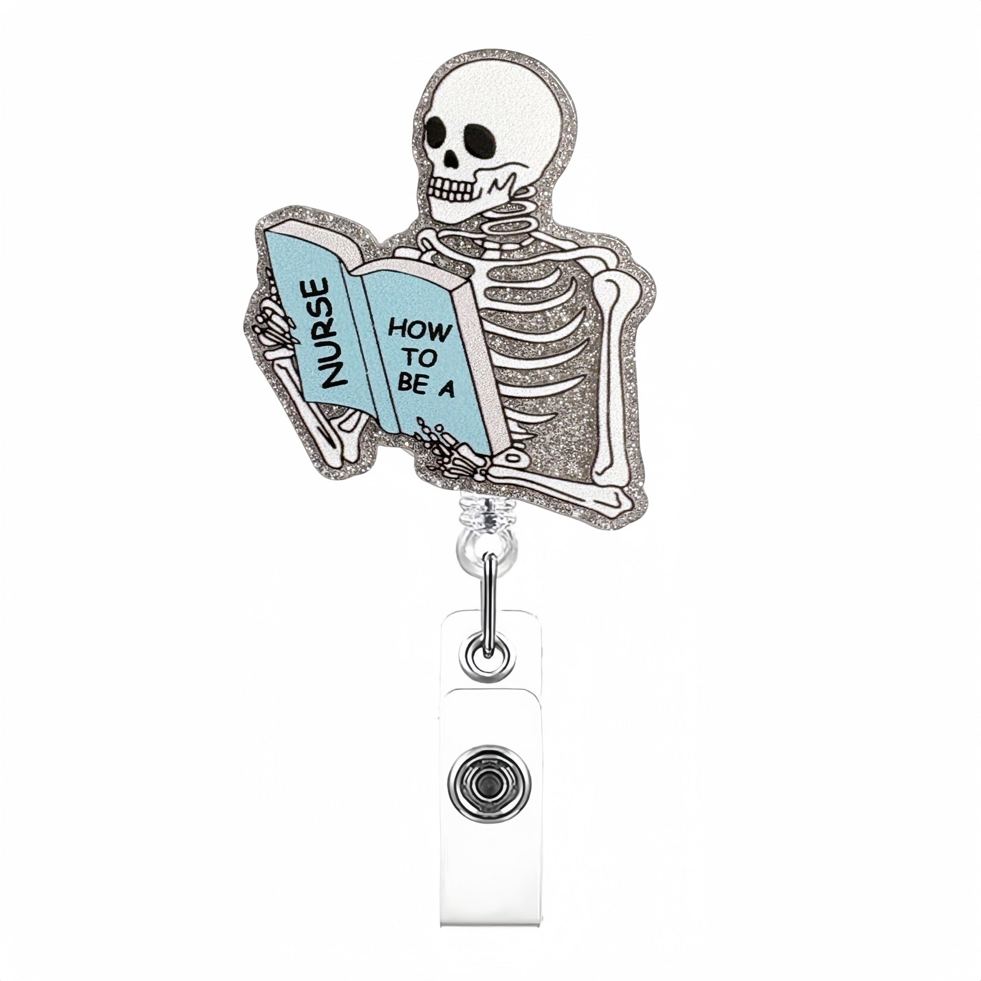 Wholesale Blackened Skeleton Medical Easy Pull Buckle  Badge Reels