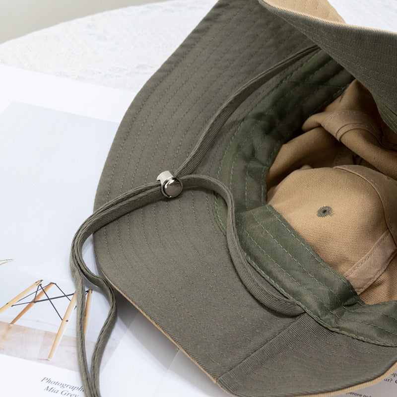 Wholesale Contrast Color Windproof Rope Solid Color Bucket Hat