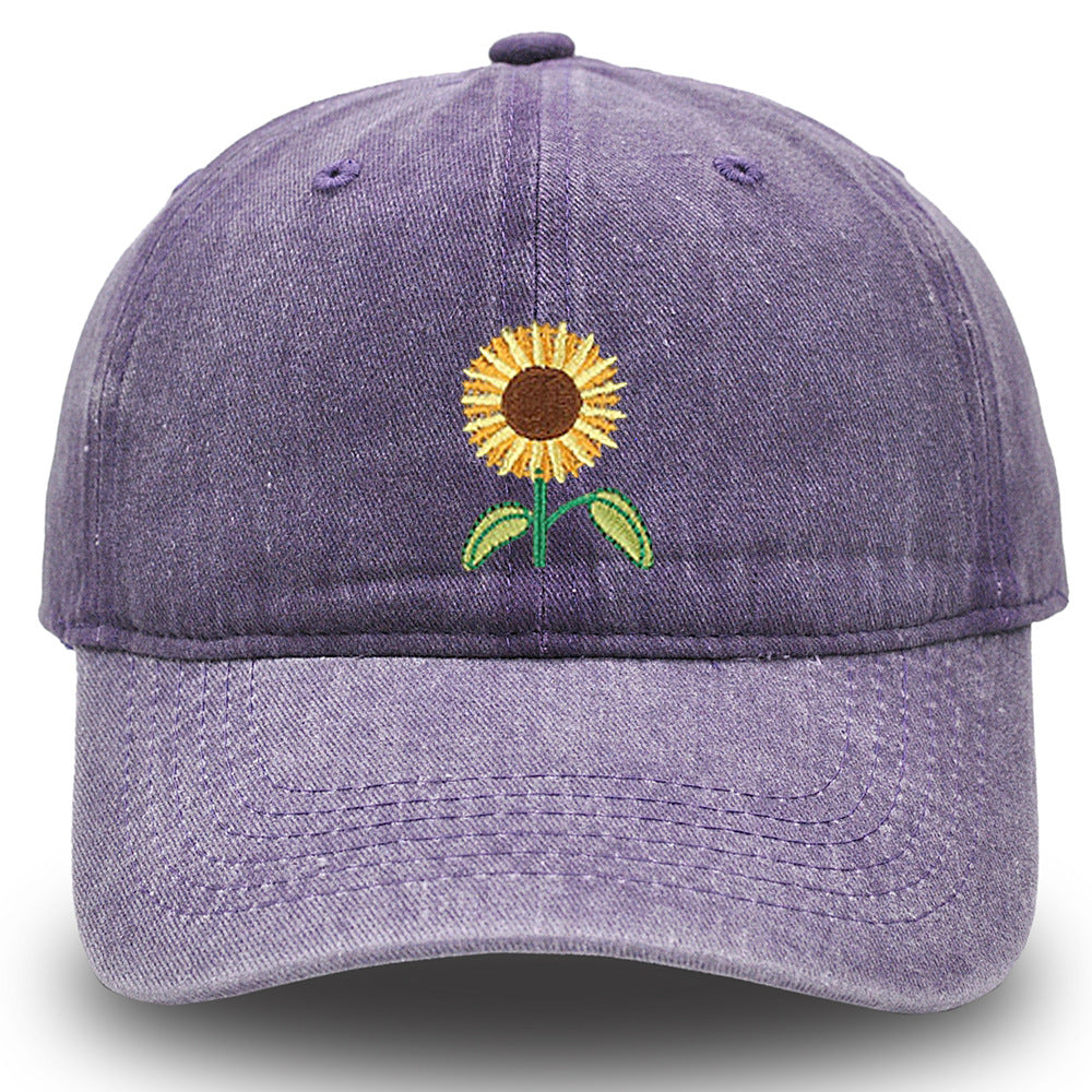 Wholesale Washed Cotton Sunflower Baseball Caps