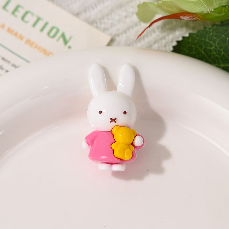 Wholesale 10pcs Cute 3D Little Rabbit Through-Hole Rubber Focal Beads