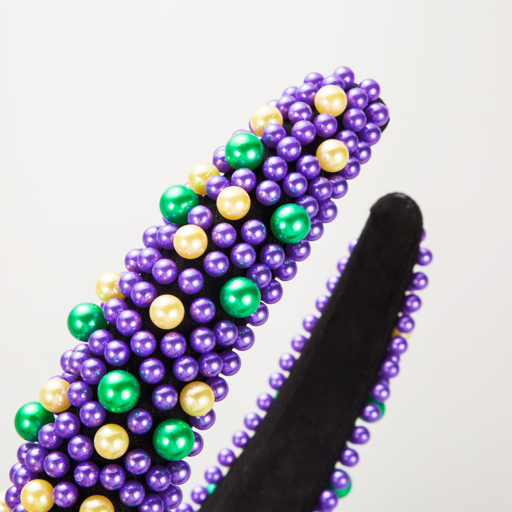 Wholesale Valentine's Day High Skull Sponge Pearl Wide Brimmed Headband