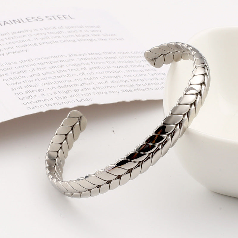 Wholesale Stainless Steel Wheat Ear Open Bracelet
