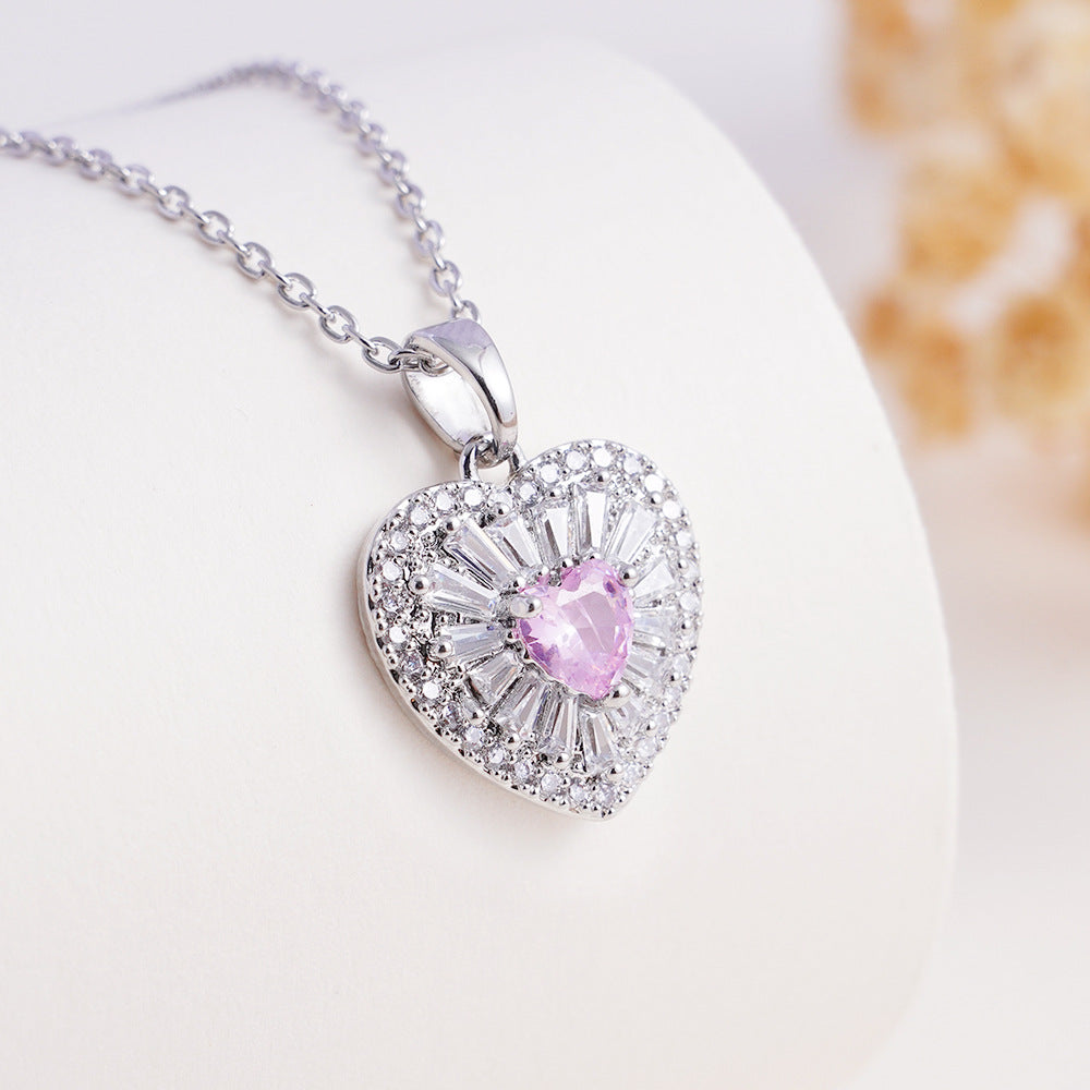Wholesale Luxury Heart Flower Niche Temperament  Necklace