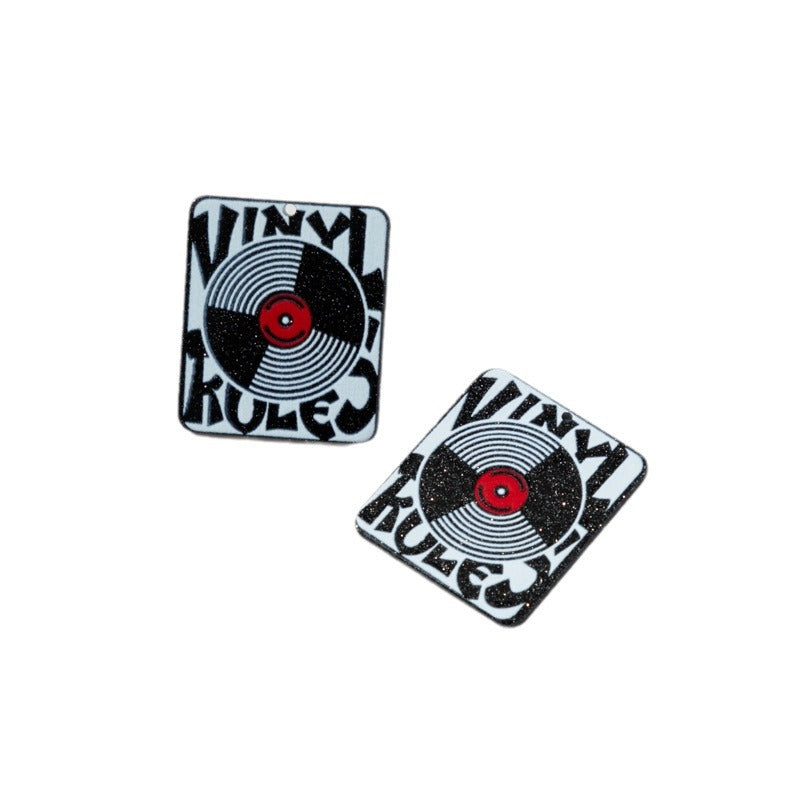 Wholesale 10pcs Retro Phonograph DJ Acrylic Double-sided Color DIY Accessories