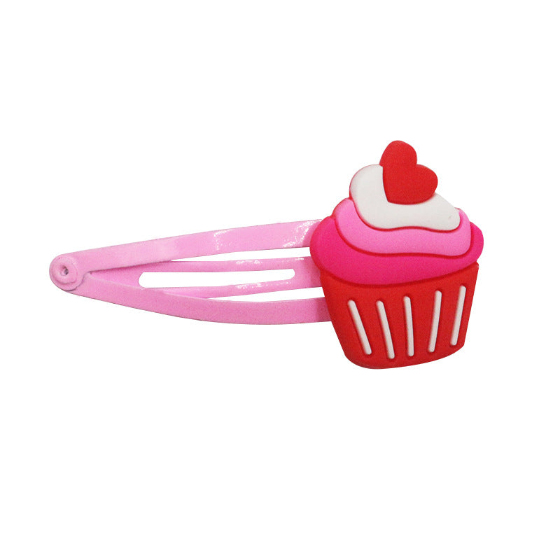 Wholesale Valentine's Day Children's Hairpin PVC Soft Glue Pink Hairpin